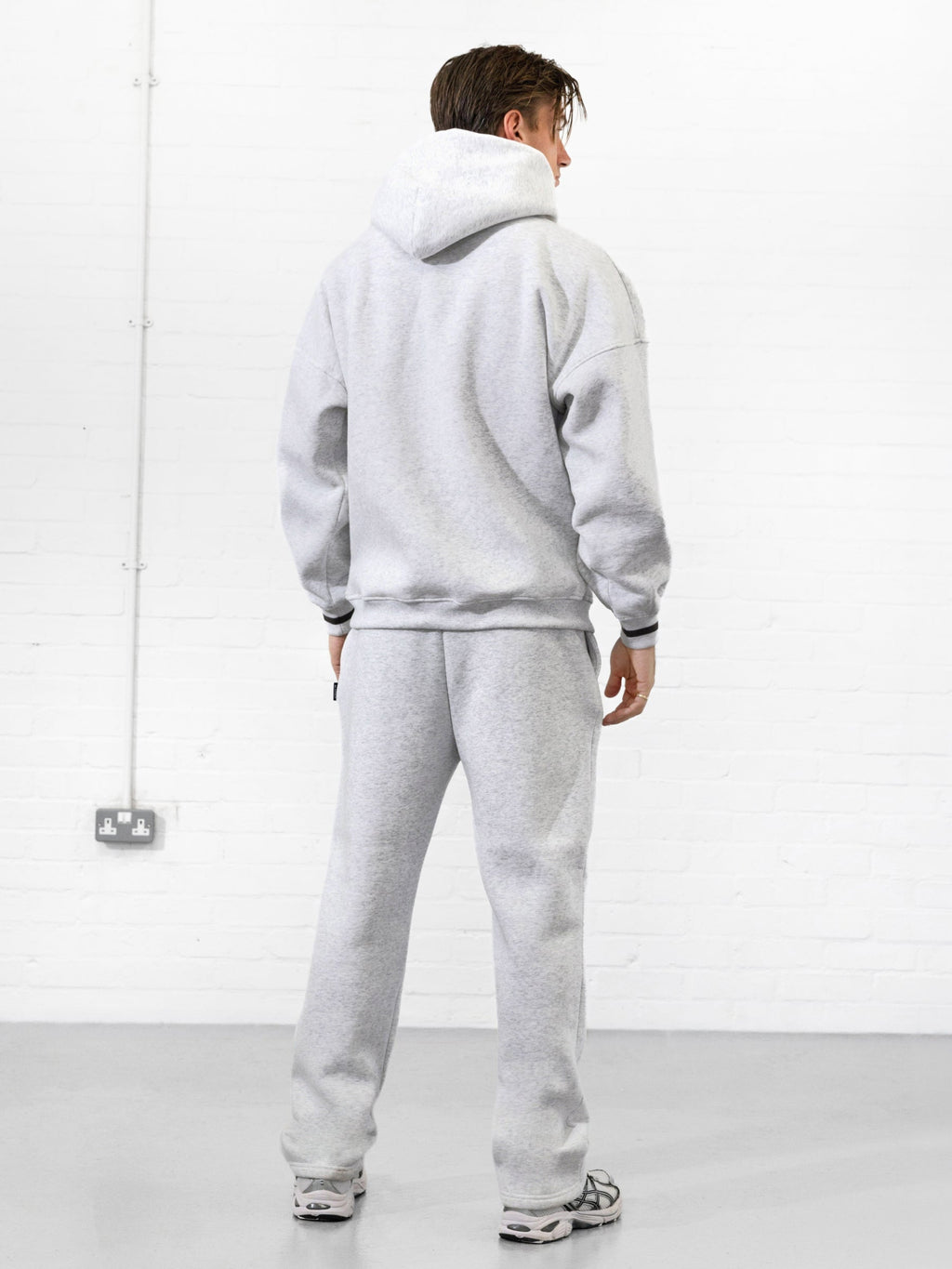 Abel Relaxed Script Hoodie - Marl White