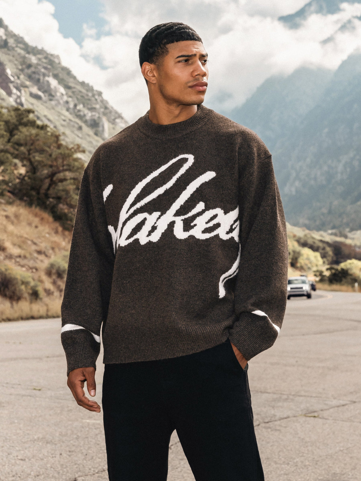 Abel Script Knitted Jumper - Dark Brown