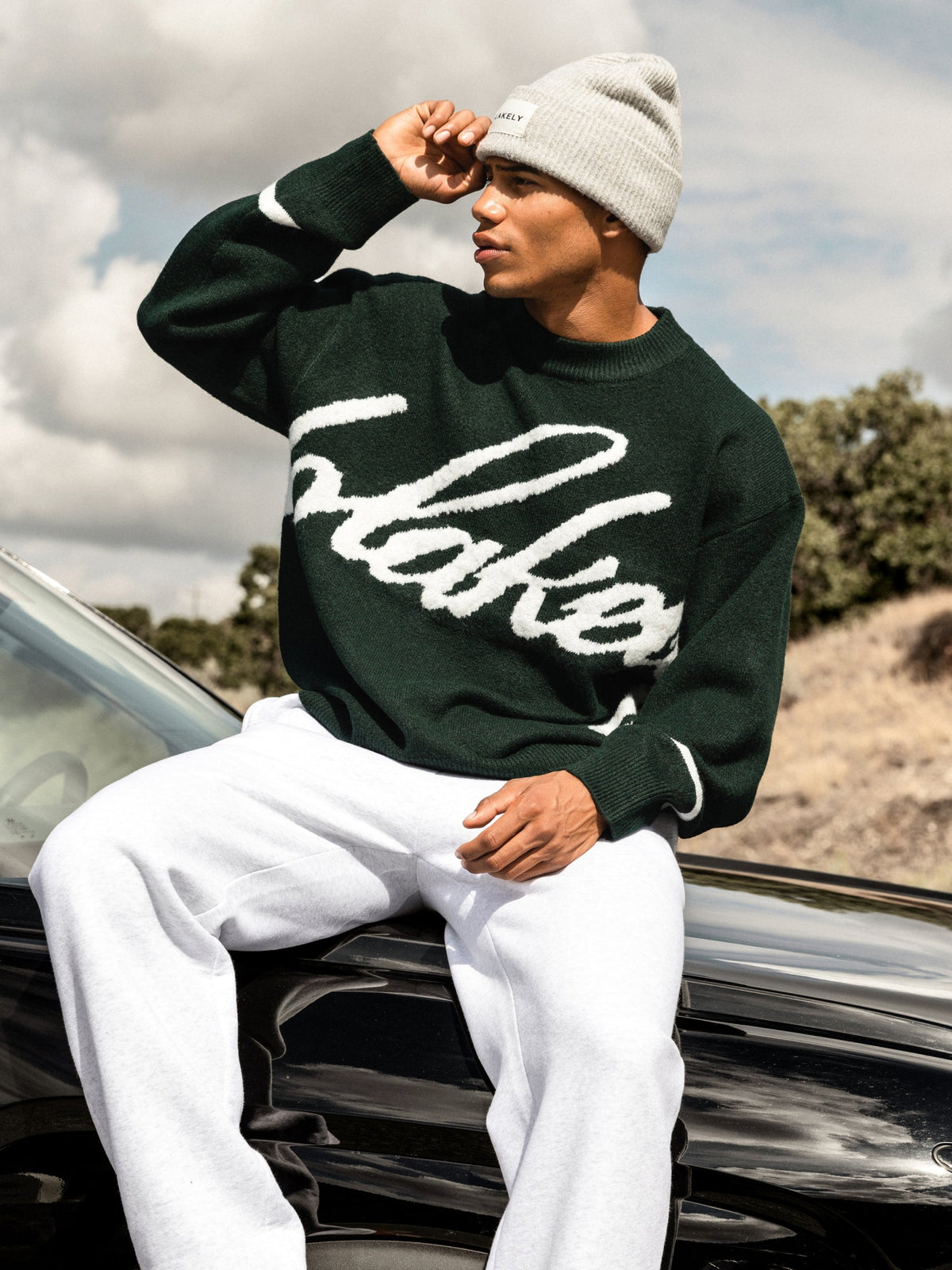 Abel Script Knitted Jumper - Emerald Green