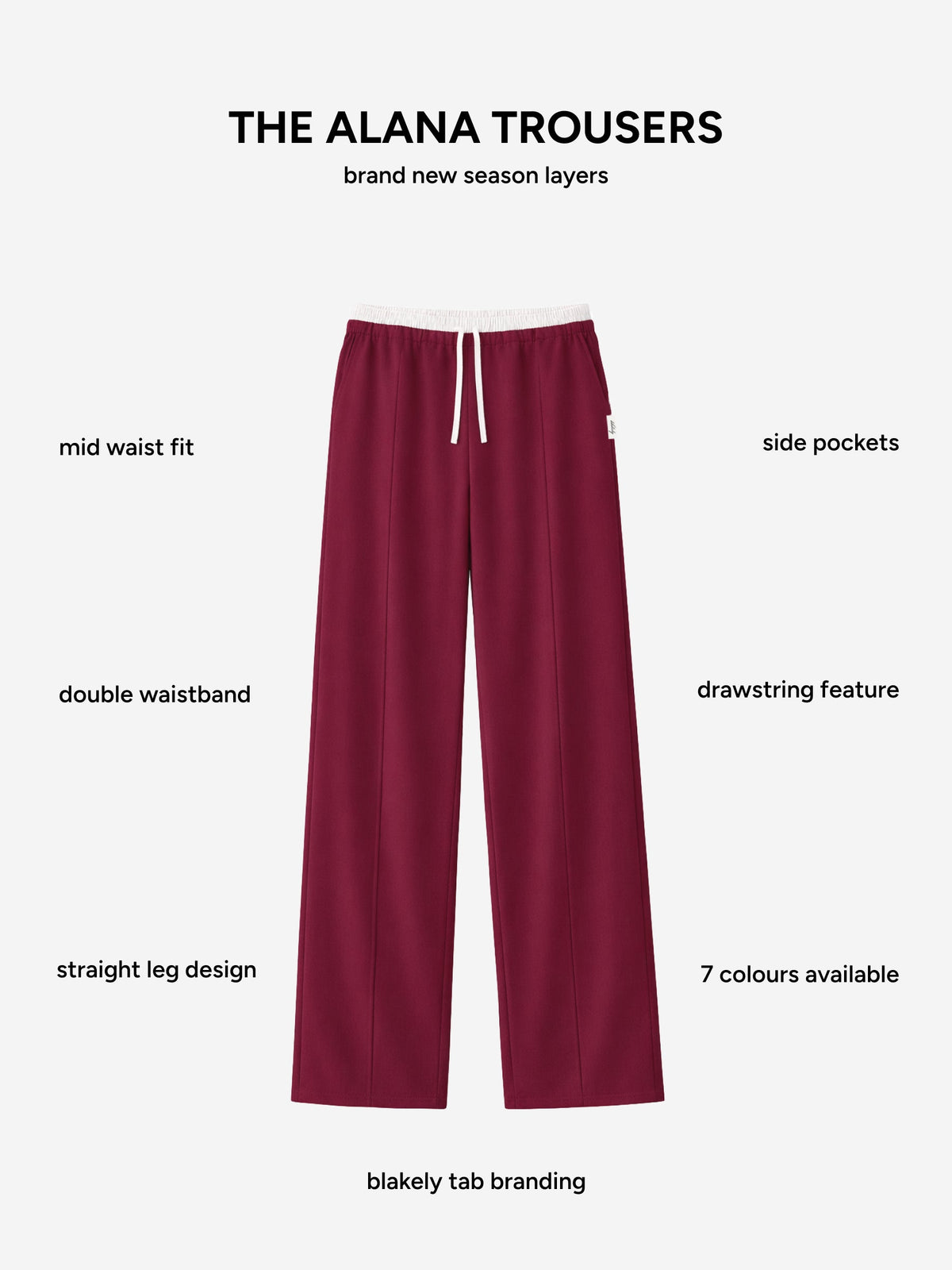 Alana Double Waist Trousers - Burgundy