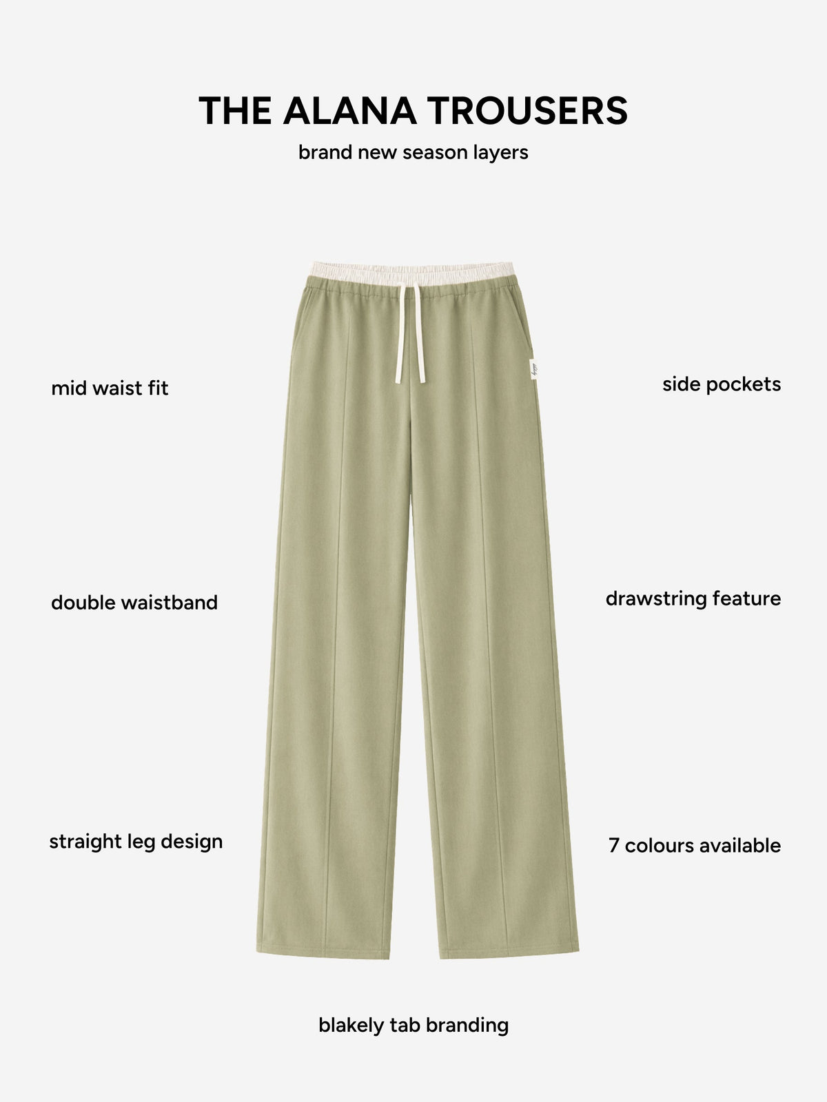 Alana Double Waist Trousers - Warm Olive