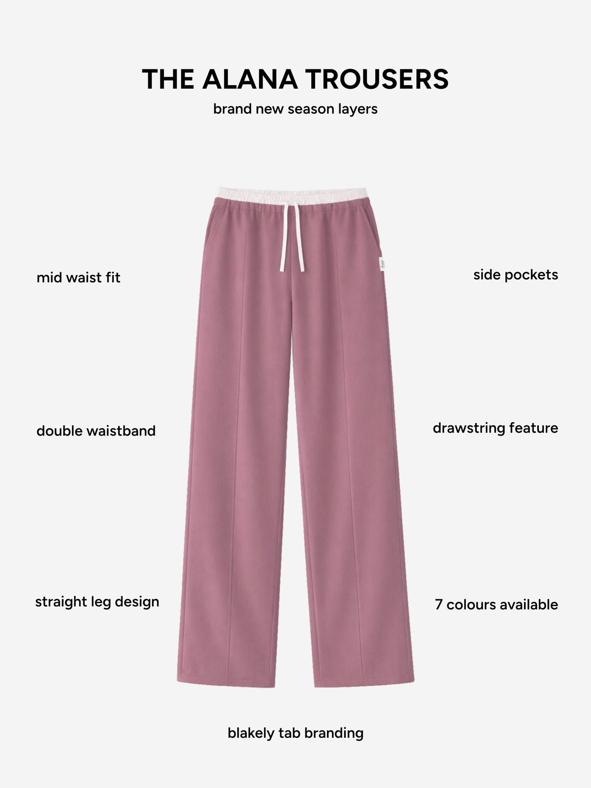 Alana Double Waist Trousers - Dusty Rose