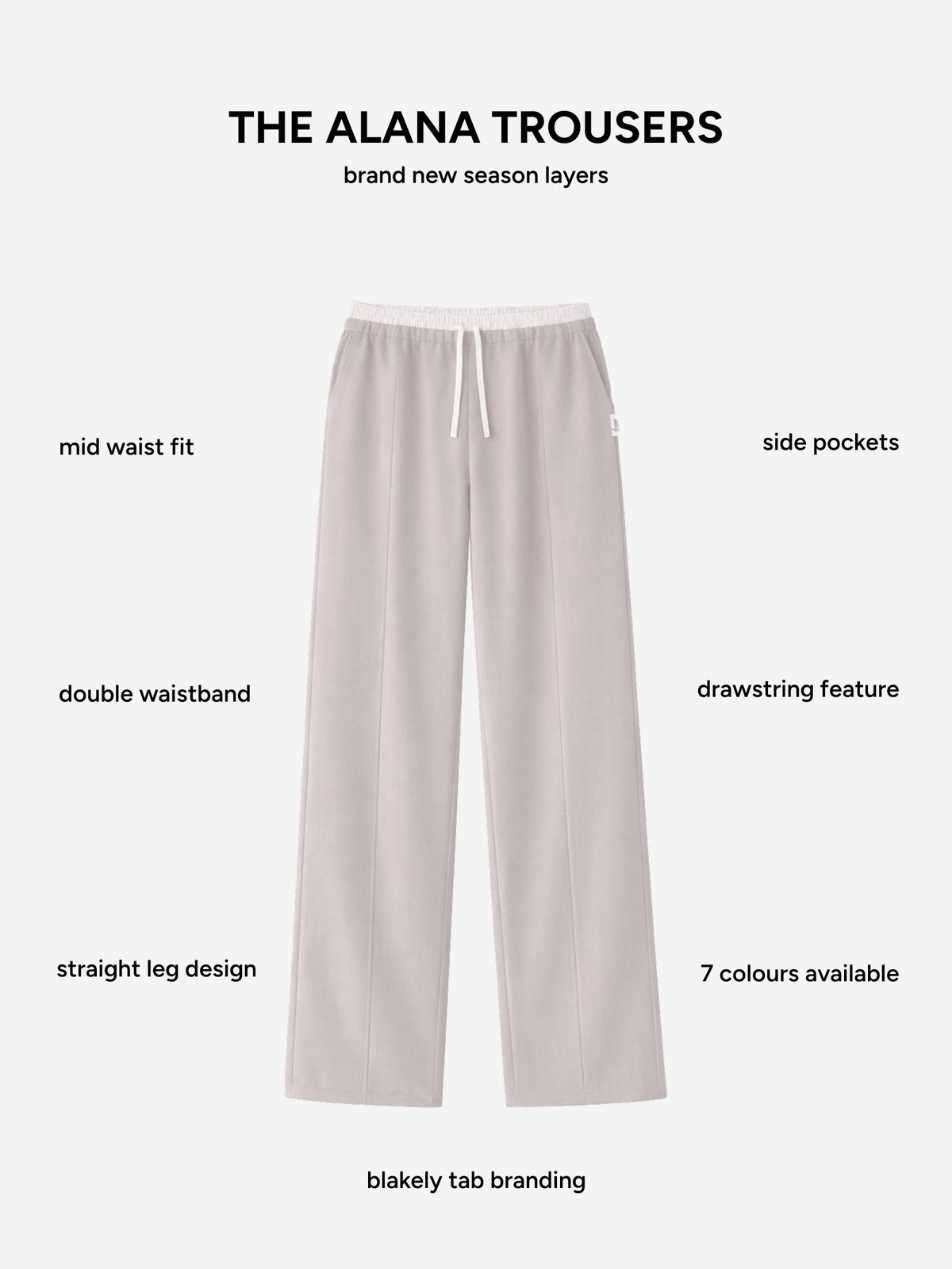 Alana Double Waist Trousers - Pebble