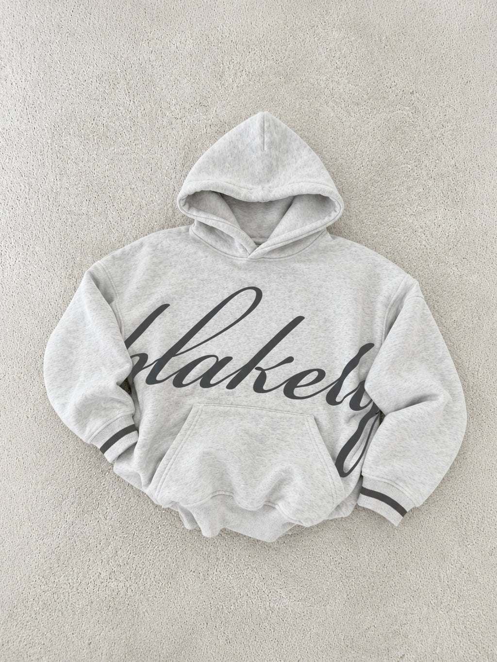 Abel Relaxed Script Hoodie - Marl White
